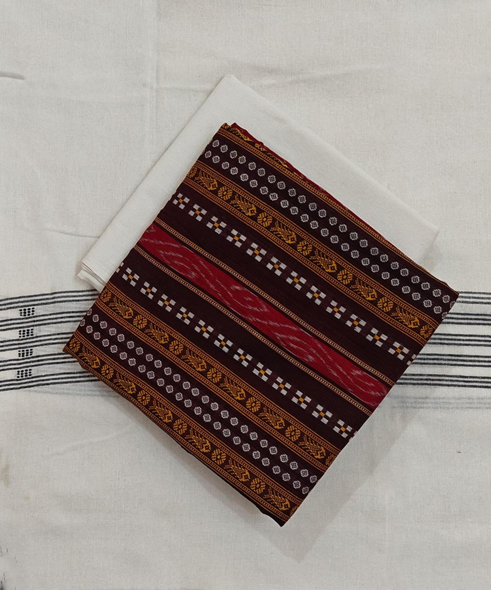 Coffee Sambalpuri Handwoven Ikat Suit Set Image 1