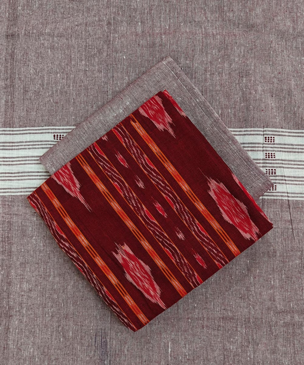 Red Sambalpuri Handwoven Ikat Suit Set Image 1