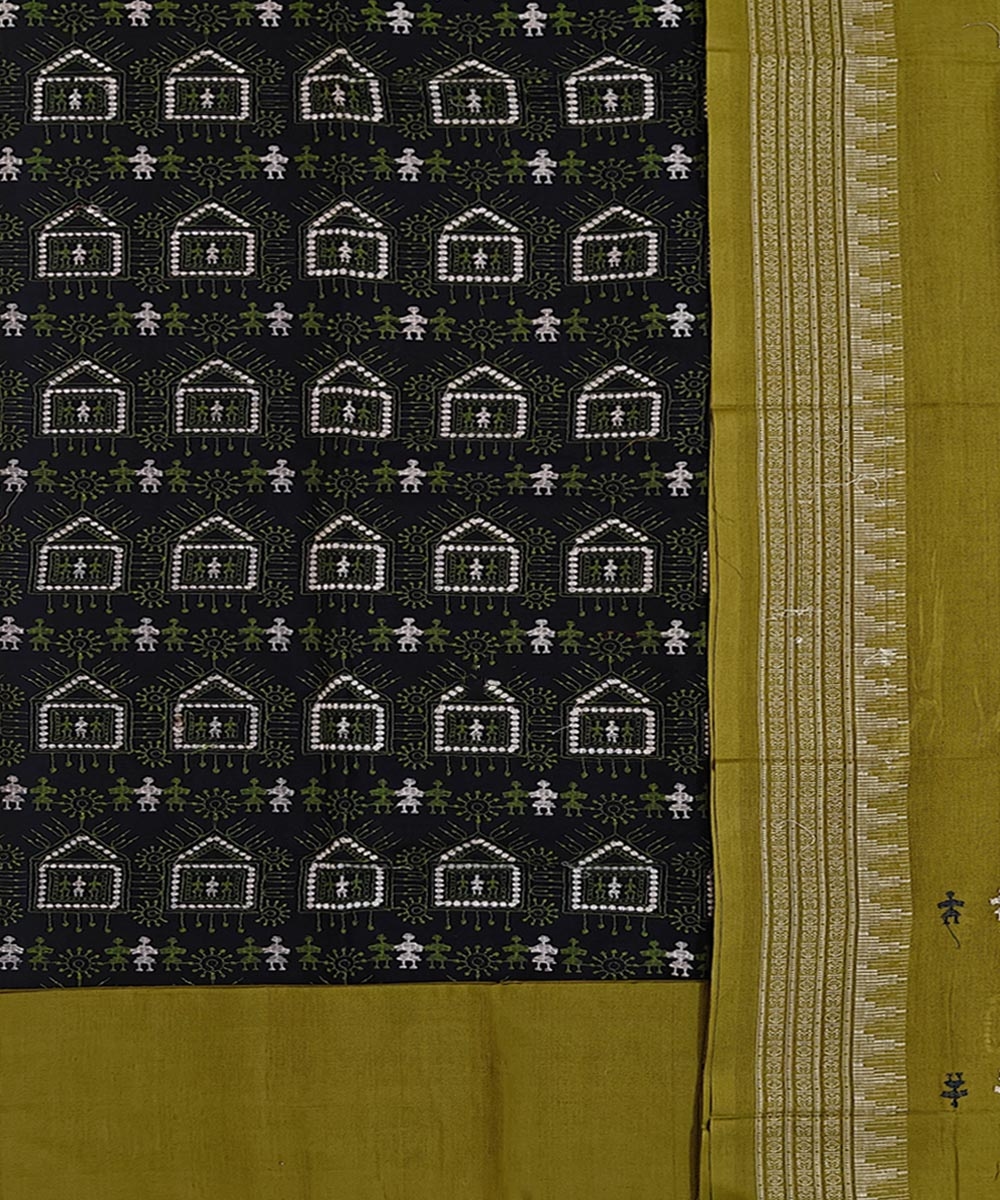 Blue Olive Sambalpuri Handwoven Ikat Suit Set Image 2