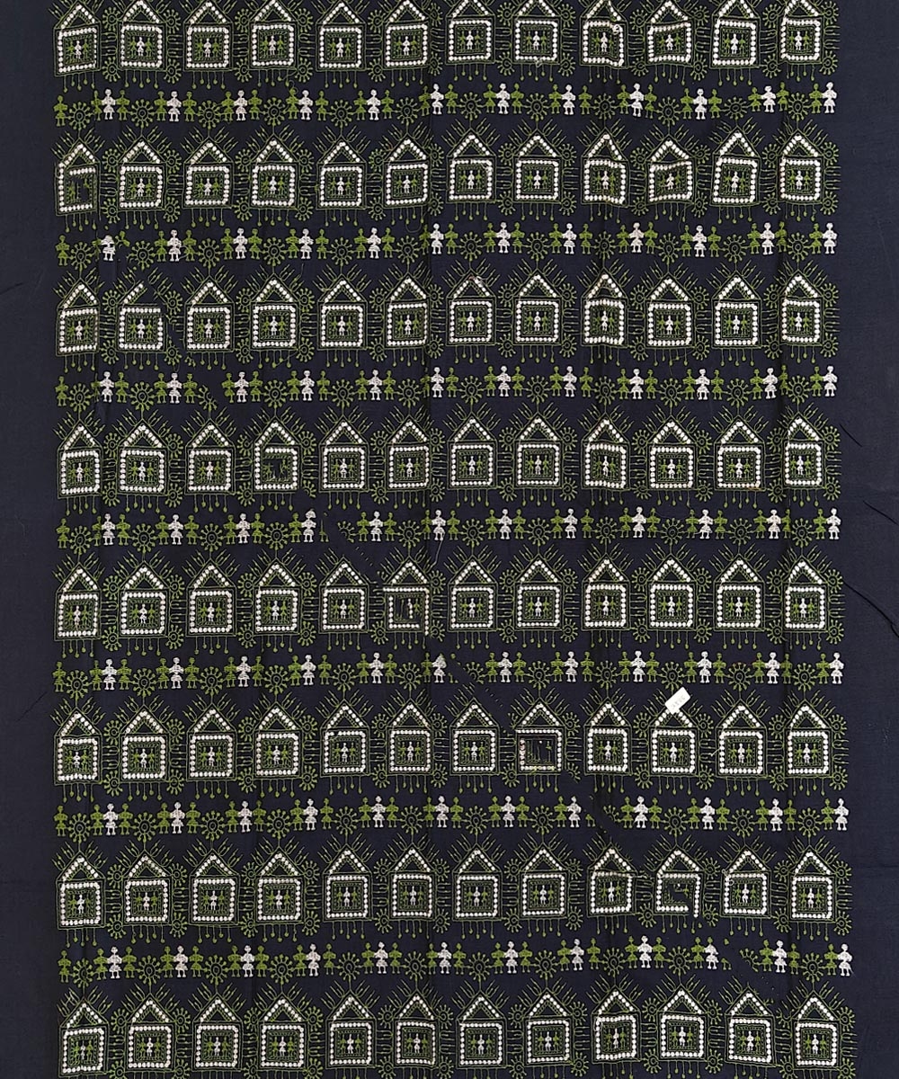Blue Olive Sambalpuri Handwoven Ikat Suit Set Image 3