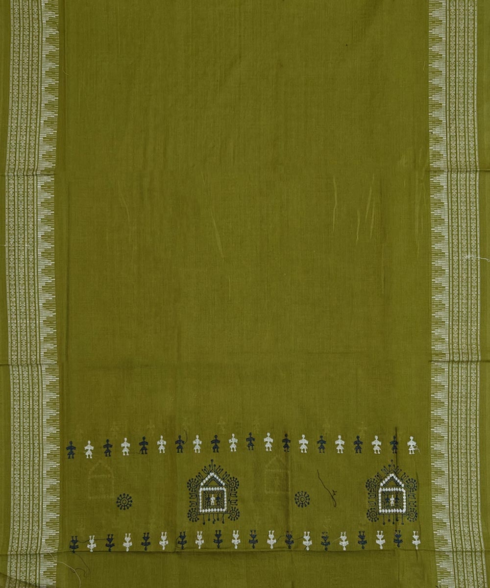 Blue Olive Sambalpuri Handwoven Ikat Suit Set Image 4