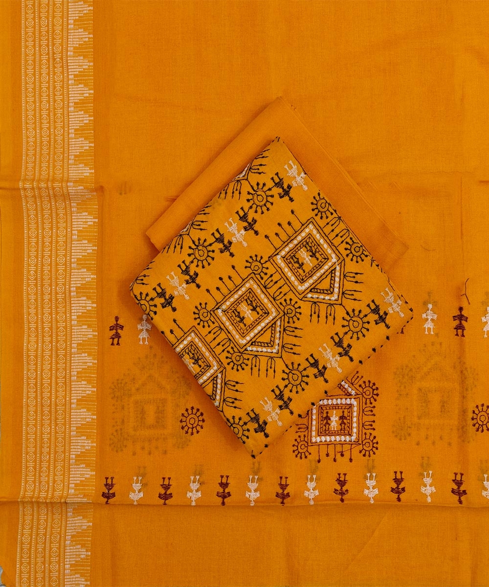 Yellow Sambalpuri Handwoven Ikat Suit Set Image 1