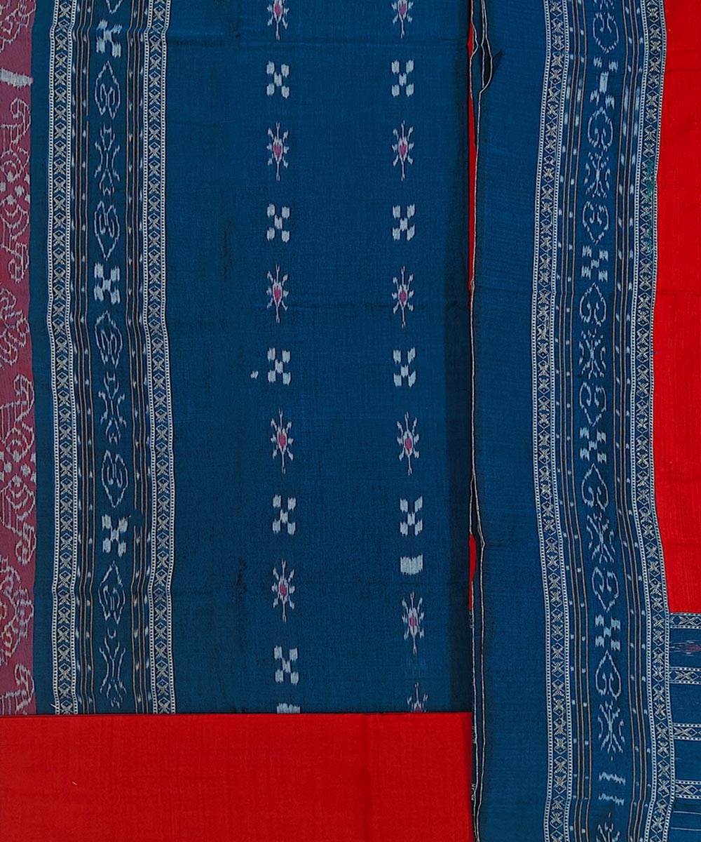 Blue Maroon Sambalpuri Handwoven Ikat Suit Set Image 2