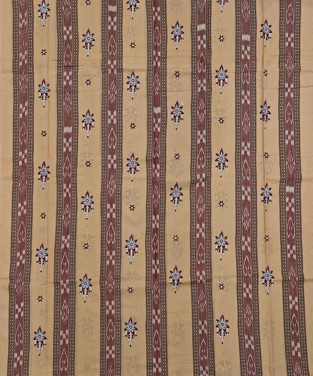 Beige Maroon Sambalpuri Handwoven Ikat Suit Set Image 3