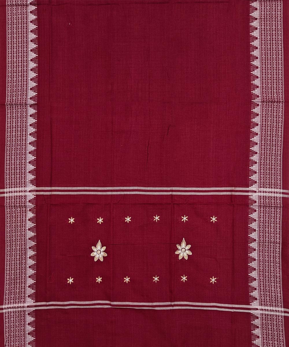 Beige Maroon Sambalpuri Handwoven Ikat Suit Set Image 4