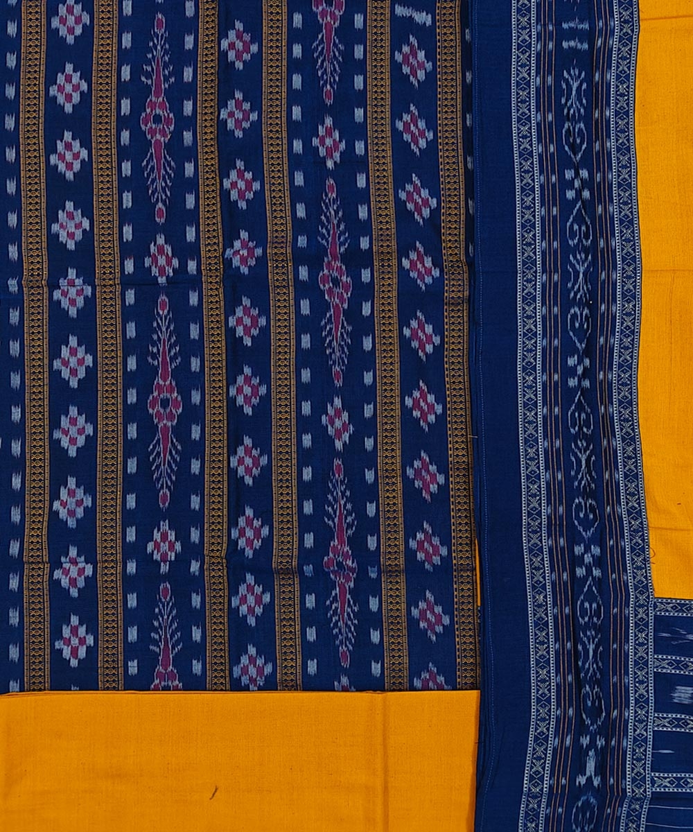 Blue Yellow Sambalpuri Handwoven Ikat Suit Set Image 2
