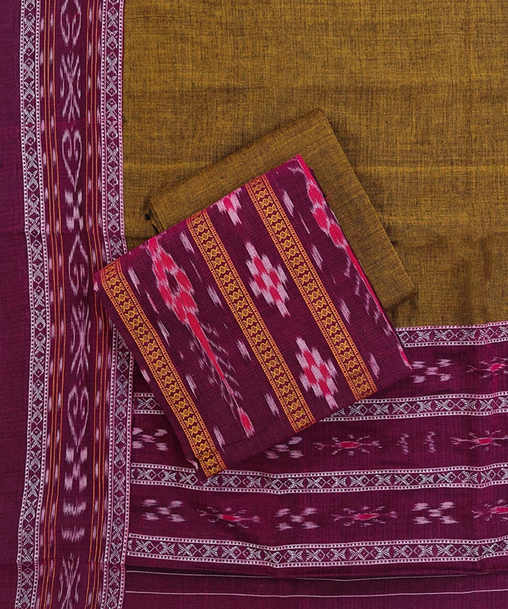 Maroon Rust Sambalpuri Handwoven Ikat Suit Set Image 1