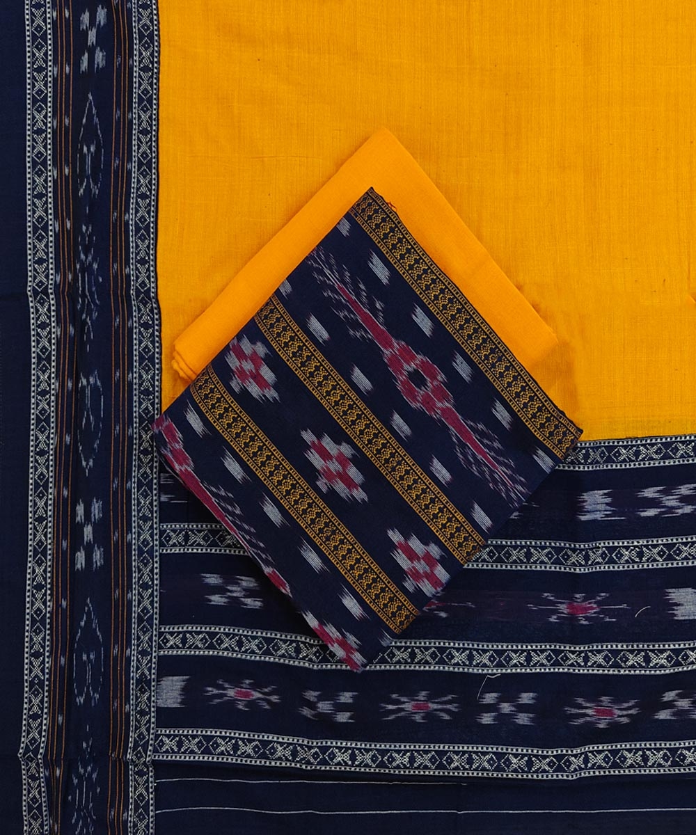 Blue Yellow Sambalpuri Handwoven Ikat Suit Set Image 1