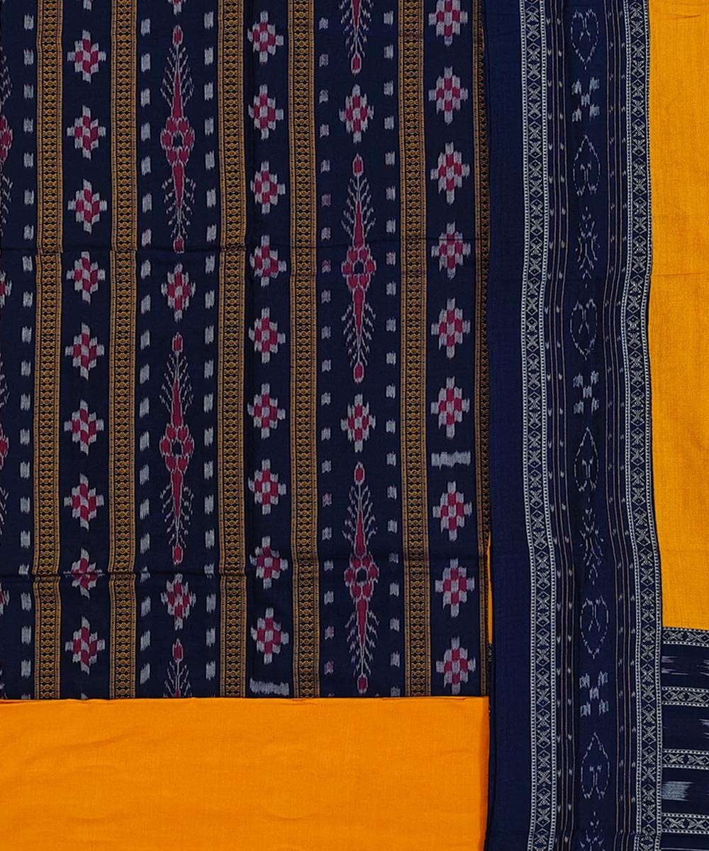 Blue Yellow Sambalpuri Handwoven Ikat Suit Set Image 2