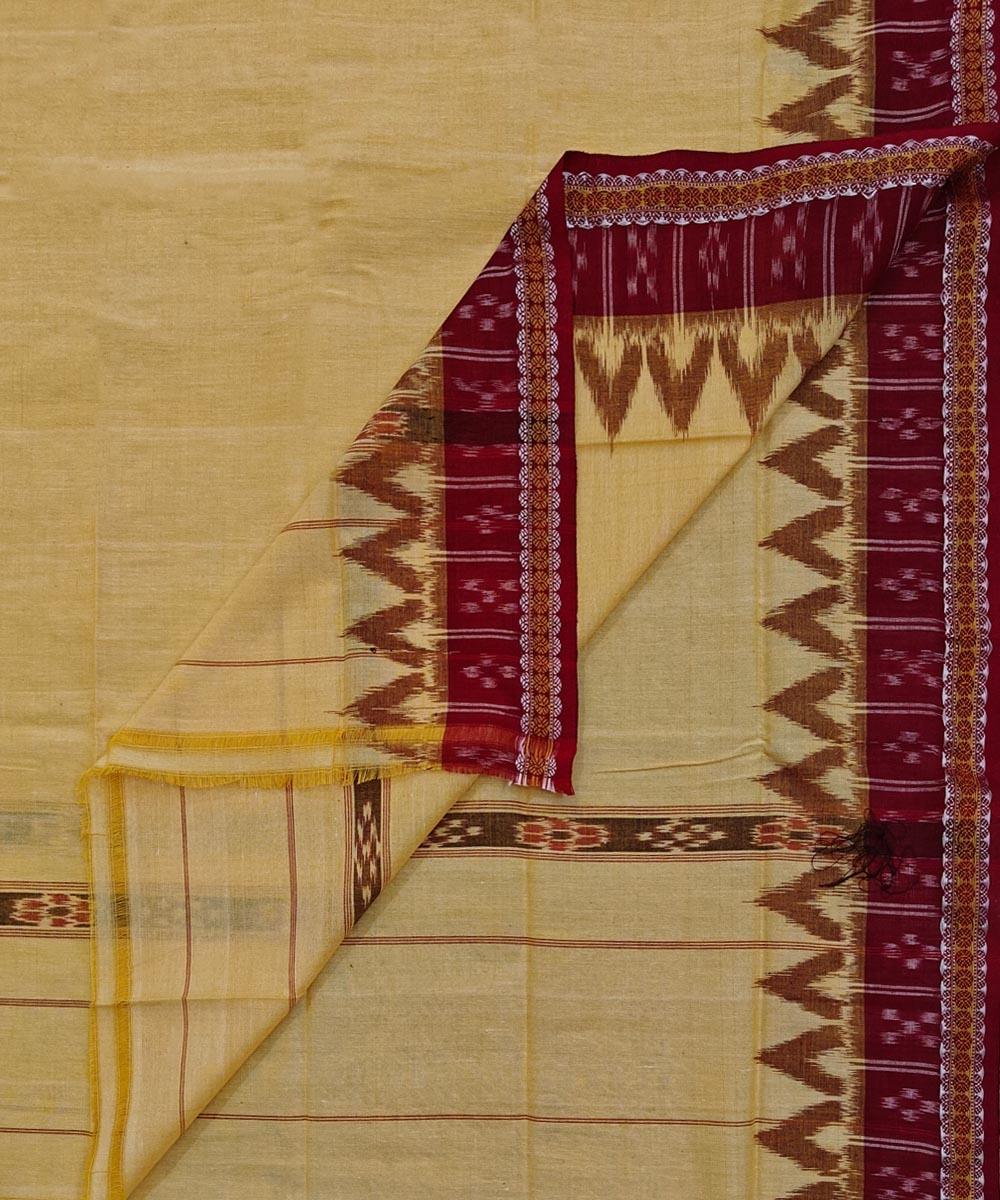 Yellow Red Sambalpuri Handwoven Cotton Gamuchha Image 1