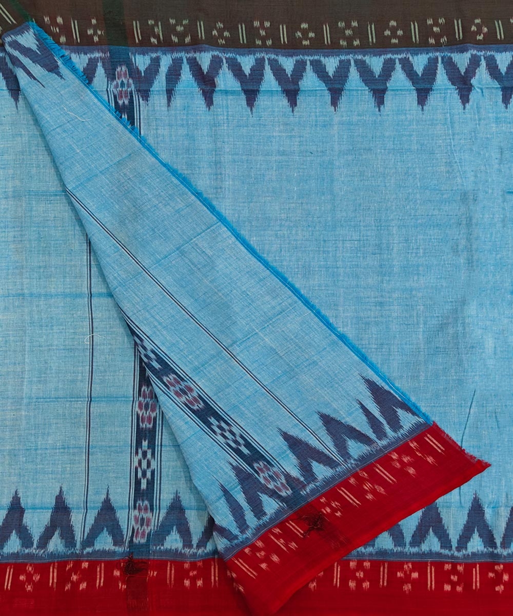 Blue Maroon Sambalpuri Handwoven Cotton Gamuchha Image 2