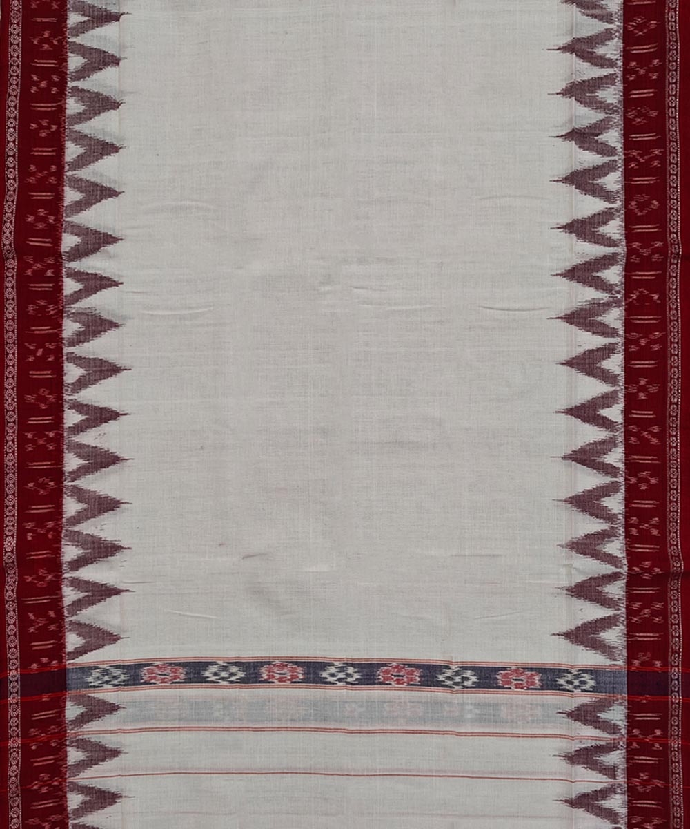 White Maroon Sambalpuri Handwoven Cotton Gamuchha Image 3