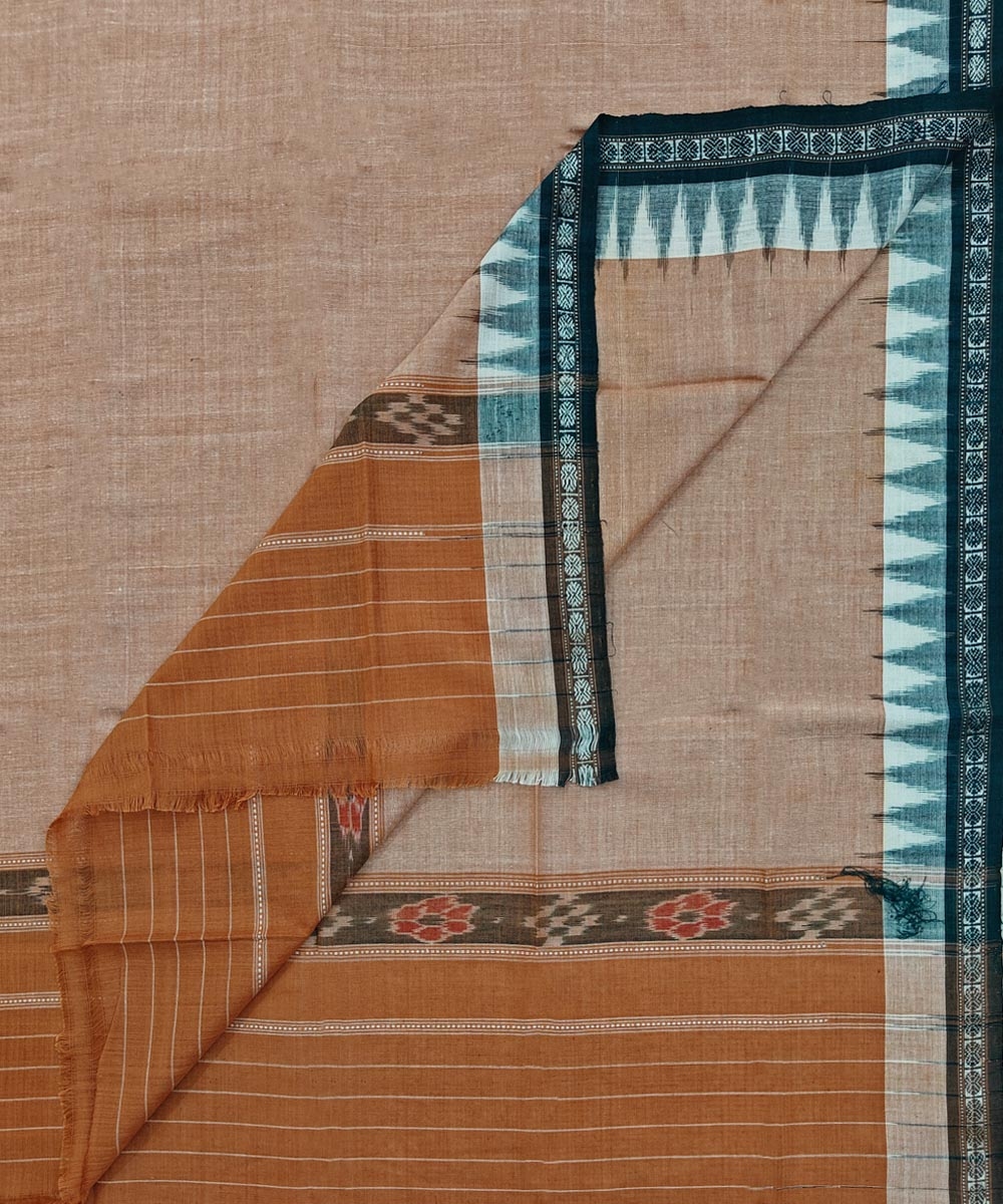 Beige Green Sambalpuri Handwoven Cotton Gamuchha Image 1