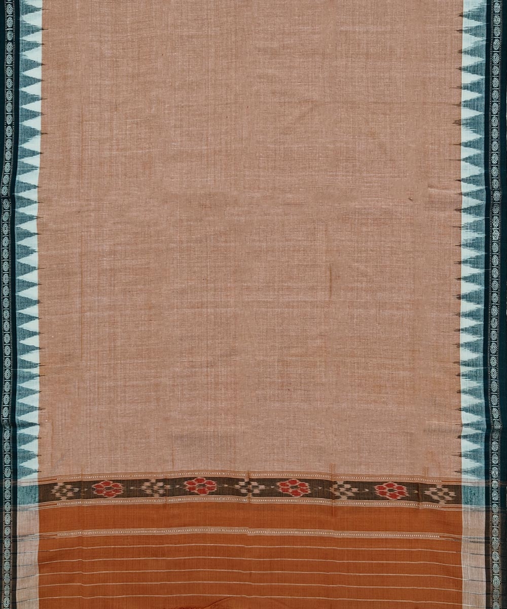 Beige Green Sambalpuri Handwoven Cotton Gamuchha Image 3