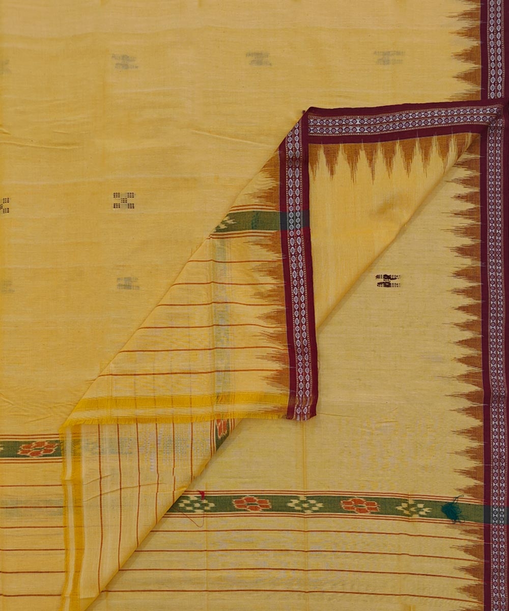 Yellow Maroon Sambalpuri Handwoven Cotton Gamuchha Image 1