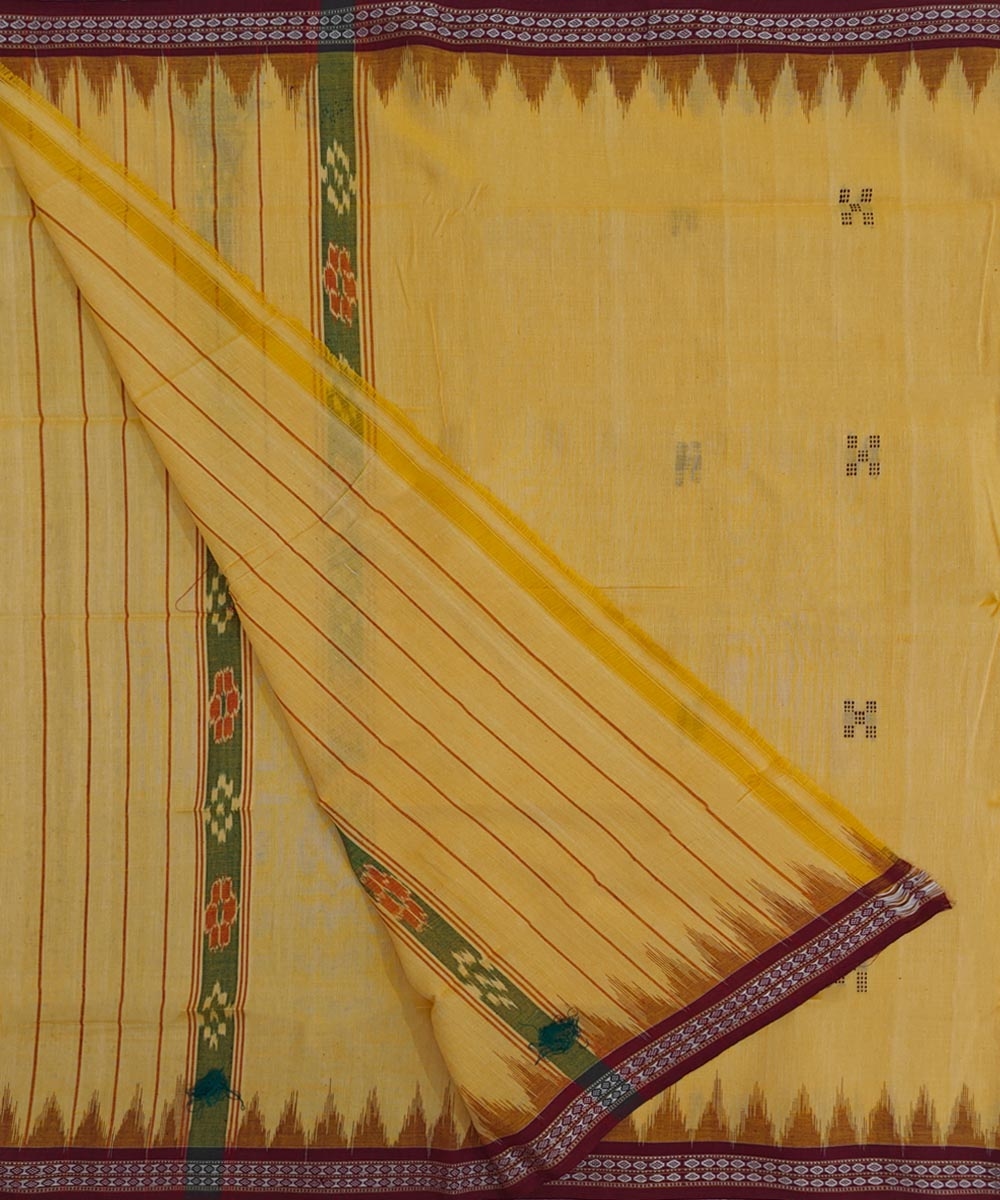 Yellow Maroon Sambalpuri Handwoven Cotton Gamuchha Image 2