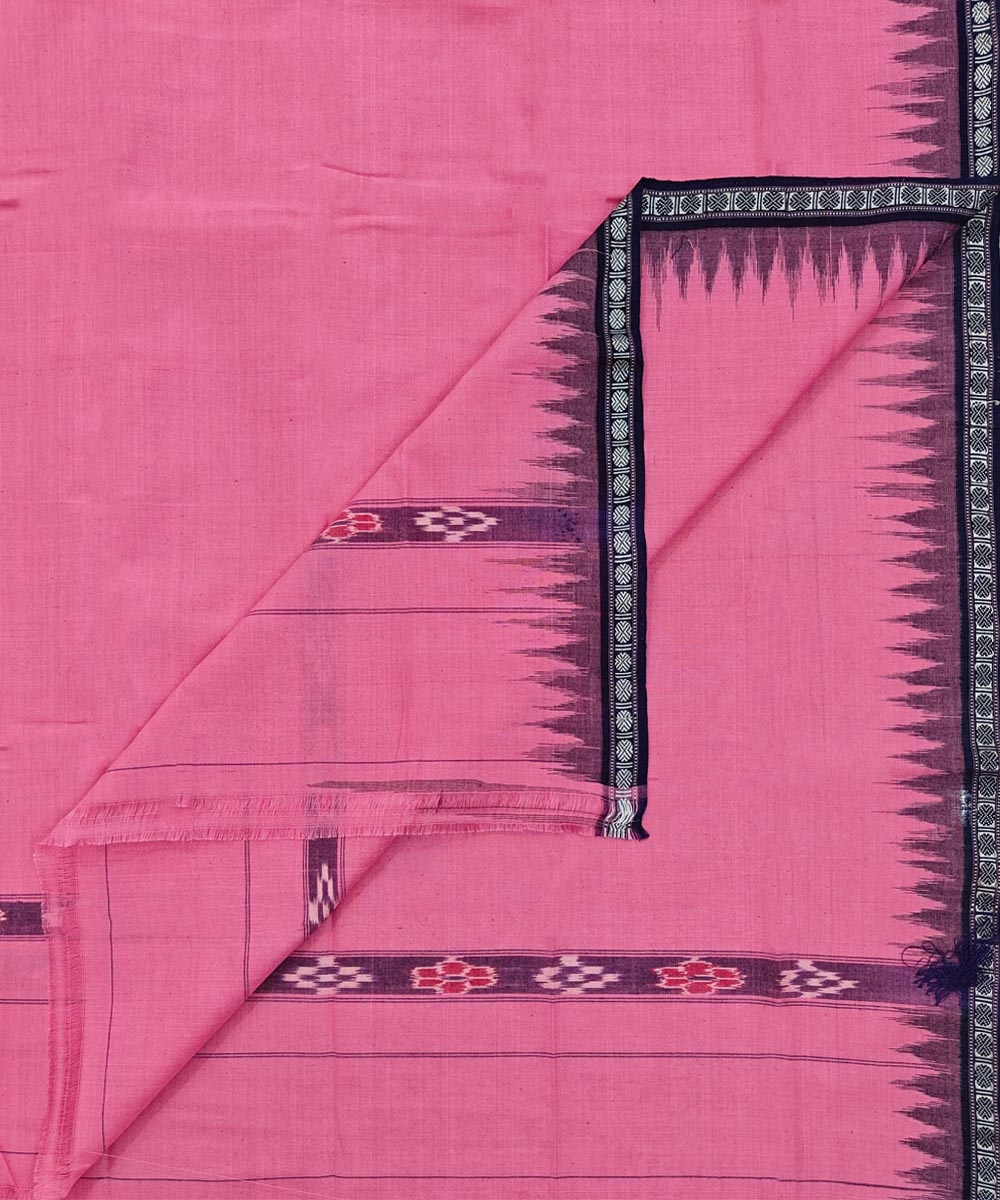 Pink Blue Sambalpuri Handwoven Cotton Gamuchha Image 1