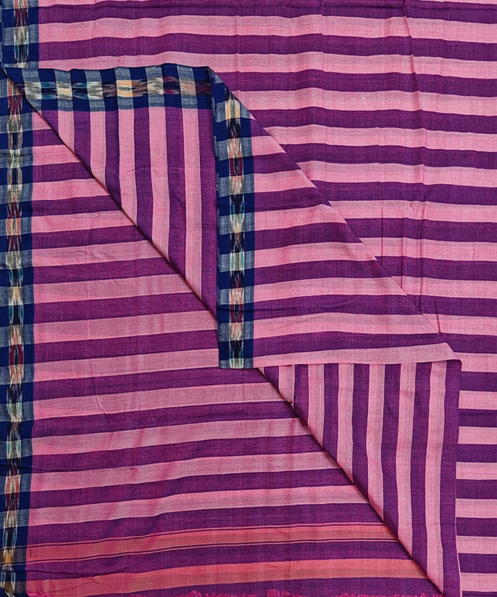 Pink Blue Sambalpuri Handwoven Cotton Joda Image 1